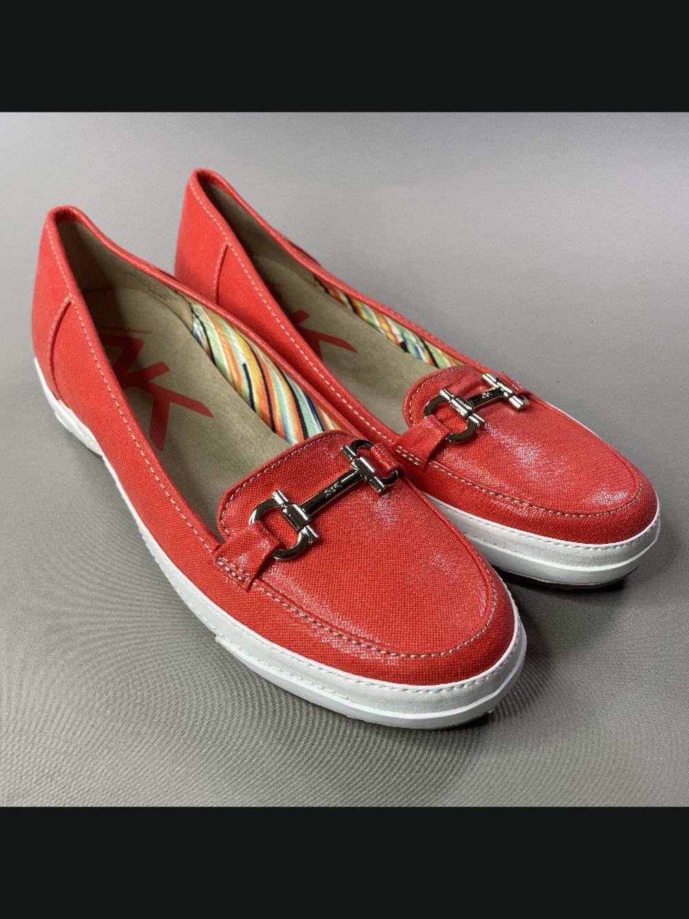 NEW Anne Klein Shoes Womens 11 red tameron horse bit loafer preppy casual summer